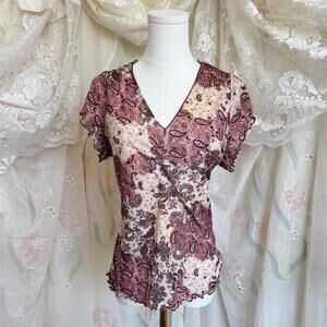 Y2K Self Esteem flutter sleeve paisley print blouse Sz. XL